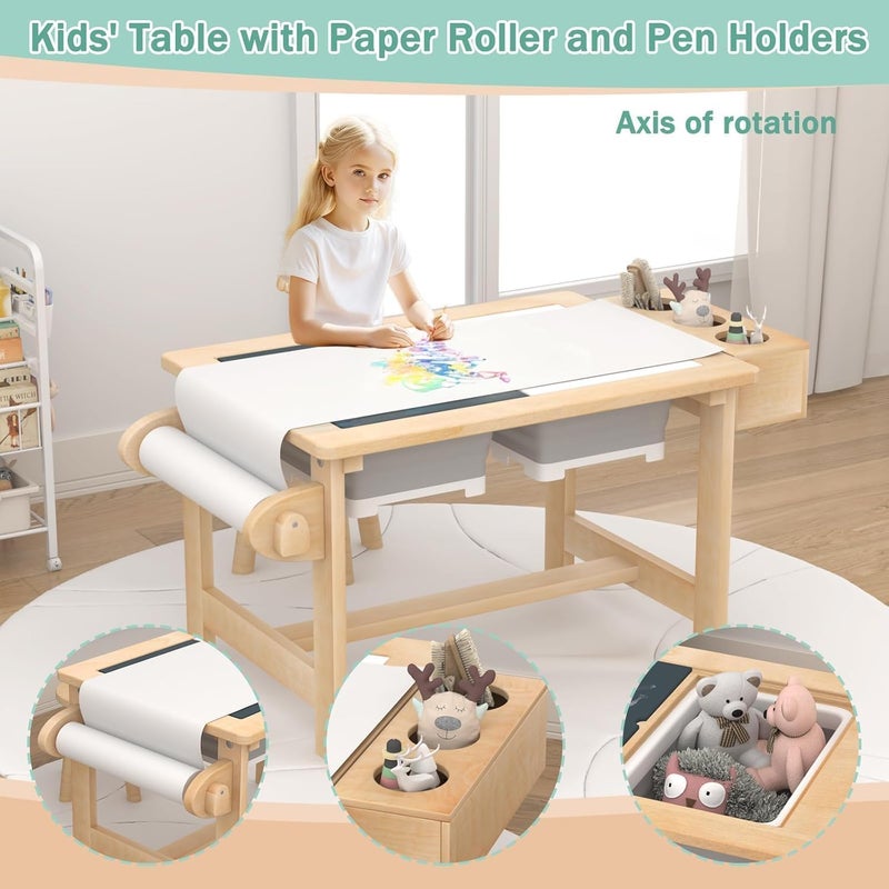 Yaofala Sensory Table for Toddlers Kids Sensory Bin Table with 2 Sensory Bins and Double-Sided Board, Birthday Gifts for Boys and Girls - Image 4